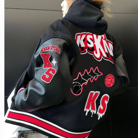 Women's Retro Embroidered American High Street Baseball Jacket