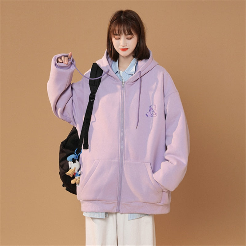 Kapuzenpullover mit Reißverschluss, koreanische Mode, Streetwear, Reißverschluss