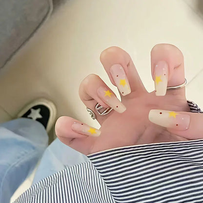 Cute Black Star with headphone 3D Press on Nails