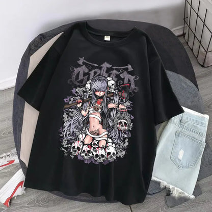 Y2k Goth T Shirt Aesthetic Loose T-Shirt Punk Dark Grunge