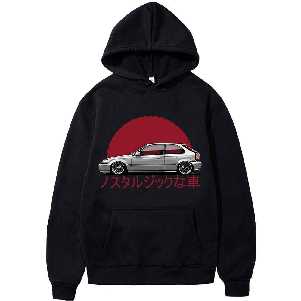 Men Hoodie Car Jdm Japanese Streetwear Pullover