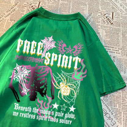 Free Spirit Buntes Skelett Sommer Casual Tee Männer