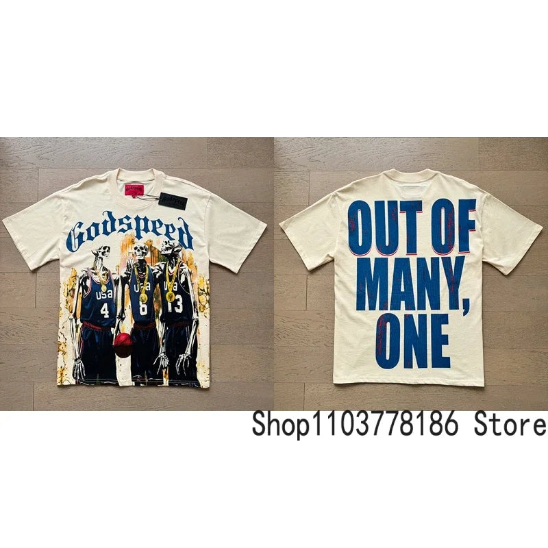 White Godspeed Tee Unisex Classic Holiday Scenery Print T-Shirt