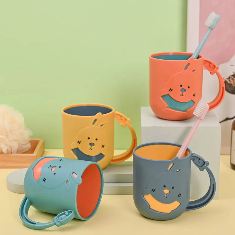 Set of 2 Plastic Cartoon Cup Drinking Mug Water Tumbler for Kids / Children (Rabbit)