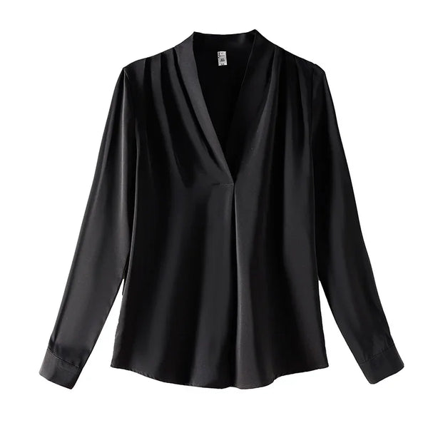 Chic Office Blouse Women Spring Layering Shirt Elegant Top