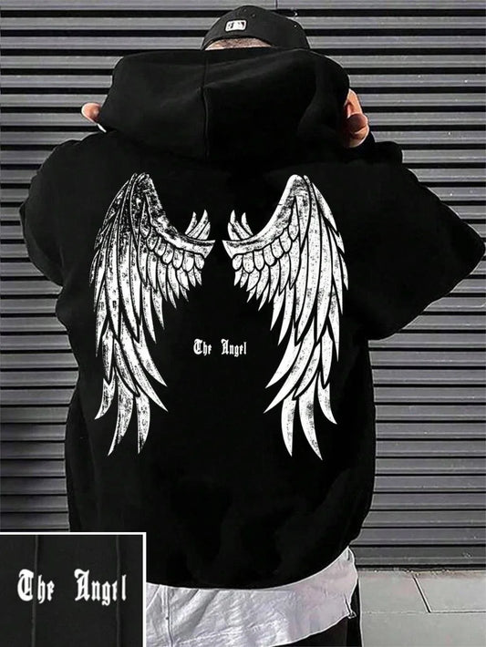 Angel Print Hoodie Men Loose Comfort Fall Wear