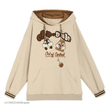 Hoodies Y2k Preppy Style Pullover Student Plüsch Tops Cartoon Süßes lockeres Sweatshirt