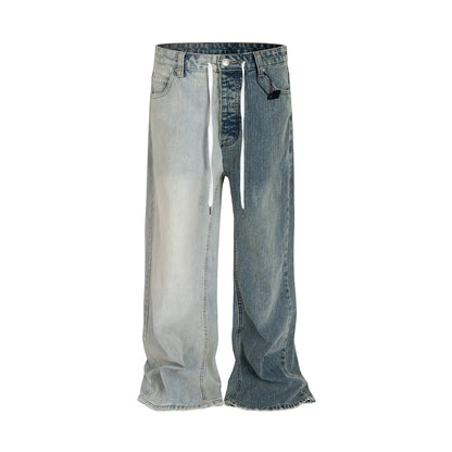 Asymmetric Patchwork Men Jeans Casual Streetwear Trend