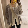 Striped Cardigan Sweater Women Long Sleeve Knit Jacket Fall Winter