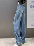 2024 Casual Frauen Jeans Mädchen Hohe Taille Vielseitig Breite Bein Hosen