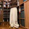 Mens Sherpa Fleece Sweatpants Embroidered Straight Leg Joggers