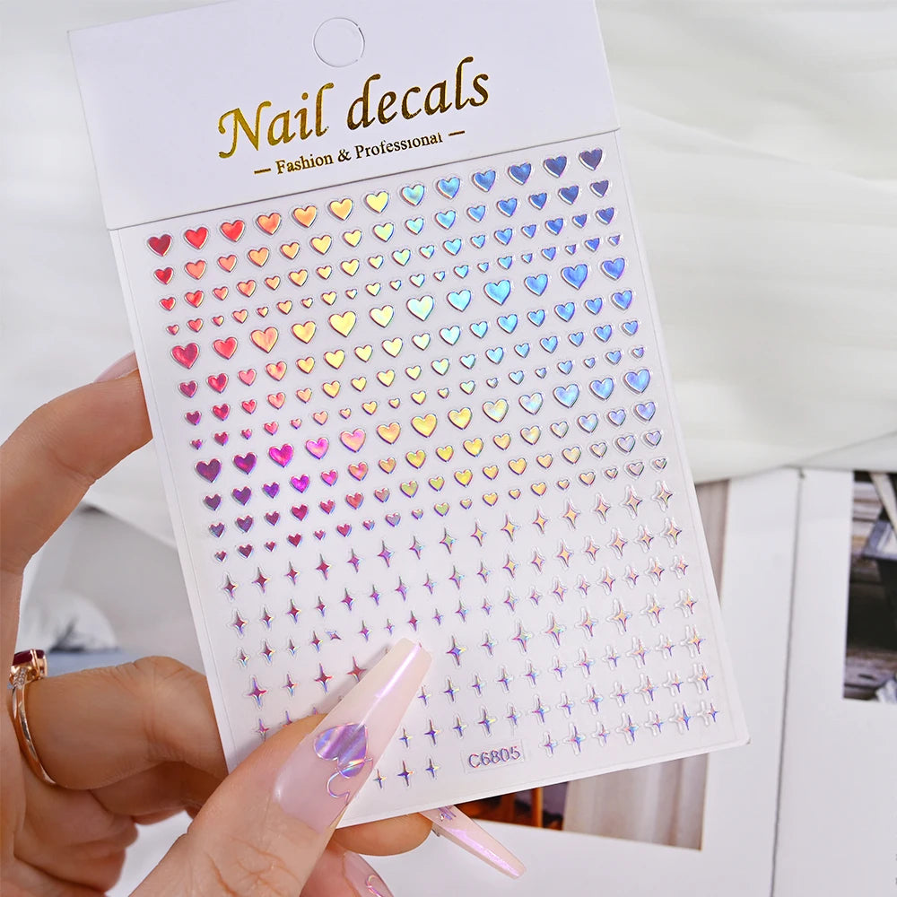 3D Gold Heart Nail Art Stickers