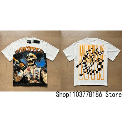 White Godspeed Tee Unisex Classic Holiday Scenery Print T-Shirt