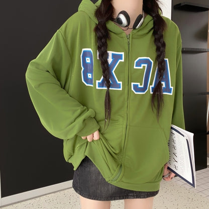 Sweatshirt Zipper Hoodies women korean Cardigan Thin Coat