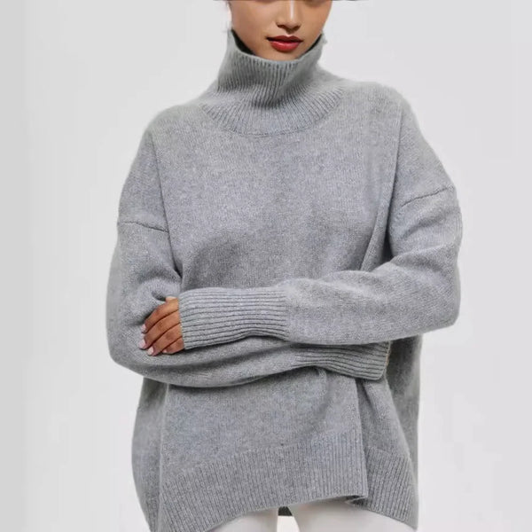 Womens Fleece Turtleneck Sweater Thick Warm Knit Pullover Slim Fit