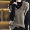 Womens Sweater Vest Polo Collar Oversized Pullover Sleeveless Knit