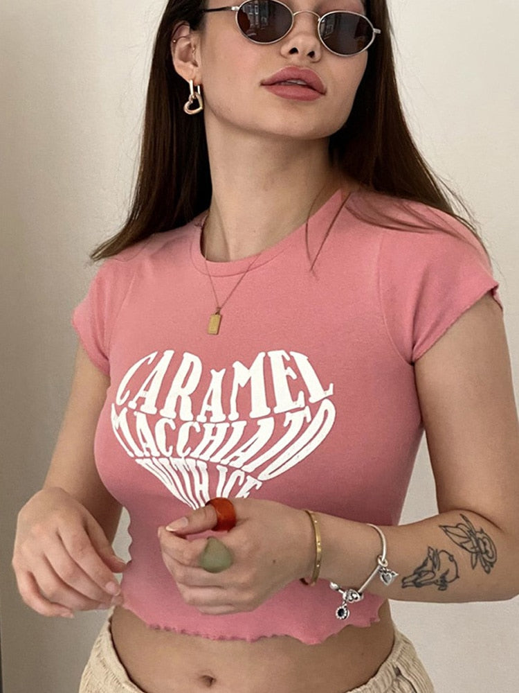 T-Shirt Print Sexy für Frauen Streetwear