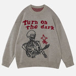 Y2K Vintage Skull Print Sweater Streetwear Punk Fashion