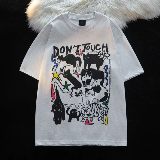 American Y2K Cat Casual Cotton T-shirt for Women