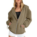 Trendy Queen Oversized Zip-Up Hoodies for Women Fall Fashion Long Sleeve Pockets