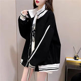 Sweatshirts Coat Striped Y2k Hoodie 2000s Long Sleeve Matching