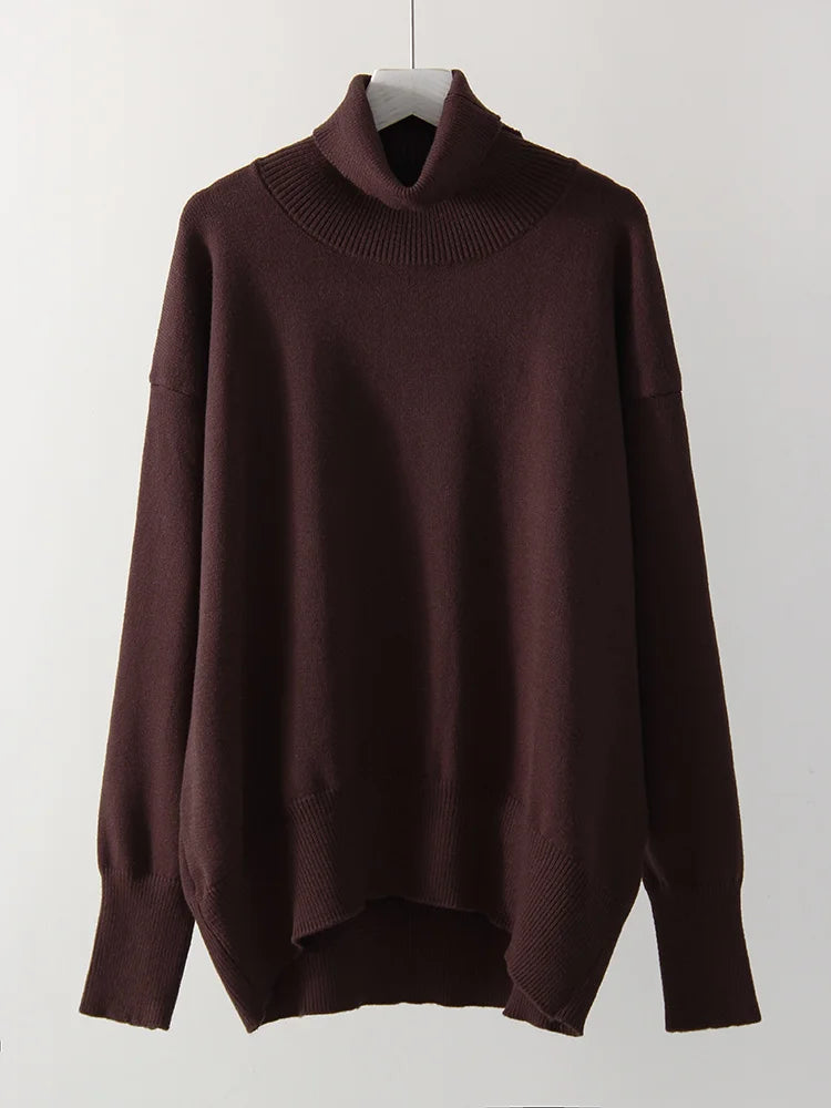 Women’s Red Oversized Turtleneck Sweater Winter