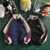 Men Hip-Hop Windbreaker Jacket with Patchwork and Color Block Design