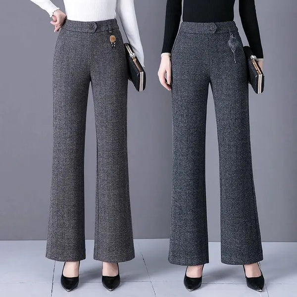 Womens Fleece Lined Pants Plus Size Elastic Waist Winter Casual