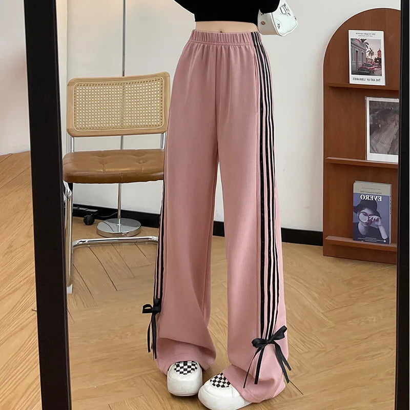 Y2k Striped Sweatpants 2024 High Waist Harajuku Trousers Streetwear