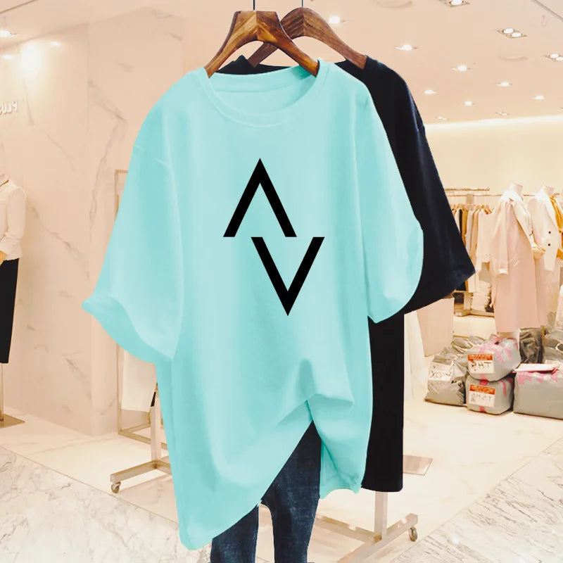 Elegant Summer Tshirt Women Loose Fit Cotton Casual Top