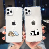 Lustige Tier Paar Telefon Fall für IPhone Klar Abdeckung Nette Panda Sloth Funda