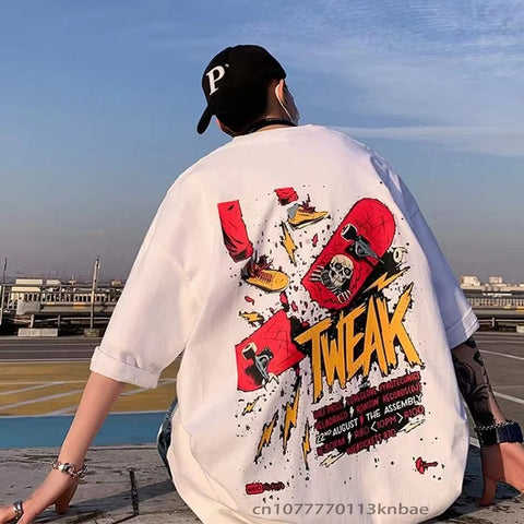 Men's Anime Skateboard T-shirt Hip Hop Fashion