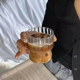 Rib Coffee Glass Water Cups Vertical Stripes Tea Mug for Drinking Milk Beer