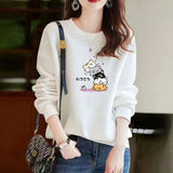 Cartoon Panda Katze Langarm weibliche Sweatshirt Pullover lässig