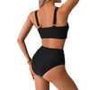 Womens Black Bikini Set High Cut Push Up Padded Two Piece Swimsuit