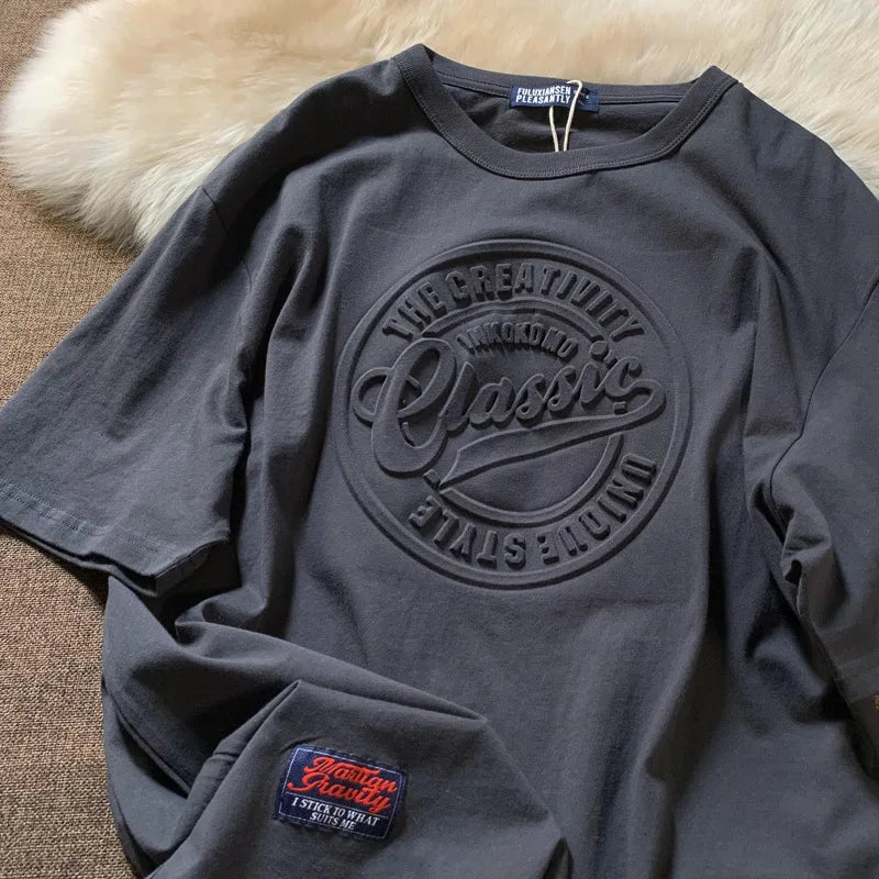 Vintage 3D Print Steel Seal Print Mens Short-sleeved T-Shirt Casual