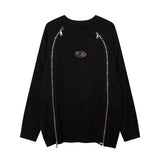 Sweater Zipper Spliced Round Neck Fashion Pullovers