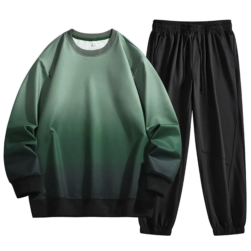 Men’s 2025 Hoodie and Trousers Set Gradient Color Casual Sports Suit