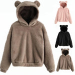 Autumn Winter Women Long Sleeve Rabbit Ear Hood Sweatshirt Cute Plush