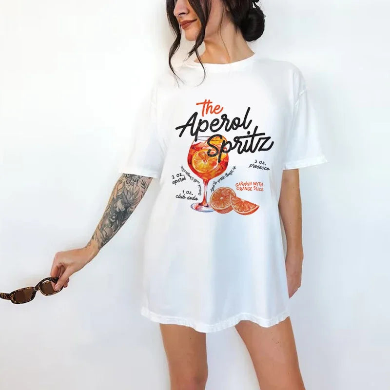 Aperol Spritz Graphic Tee Women’s Vintage Harajuku Casual Top
