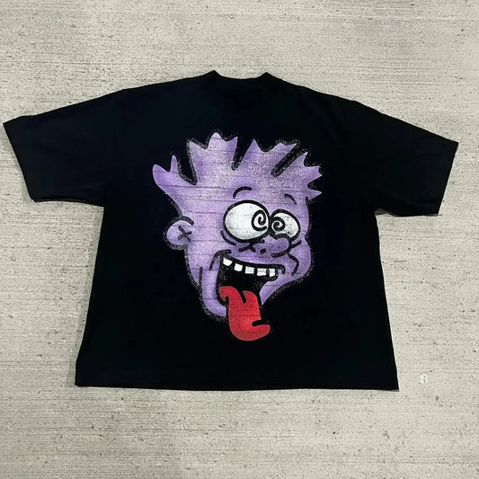 2024 Herren Lila Cartoon Schwarzes T-Shirt