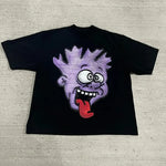 2024 Men Purple Cartoon Black T-Shirt