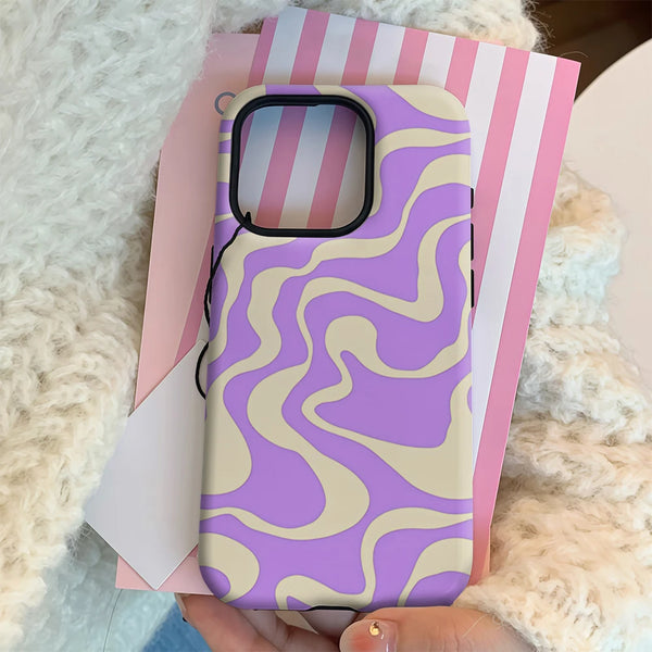 Purple Cream Wave iPhone Case Dual Layer 12 13 14 15 16 17 Pro
