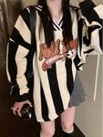 Y2k Oversize Stripe Hoodies 2024 Streetwear Letter