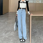 High Waisted Double Button Pants Fashion Leather Patch