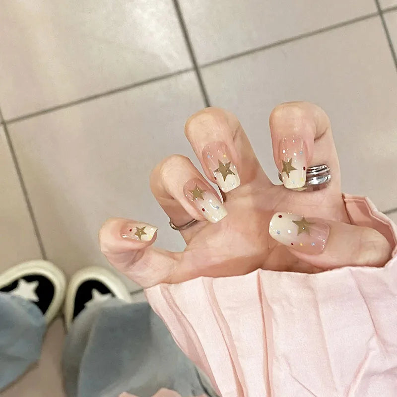 Cute Black Star with headphone 3D Press on Nails