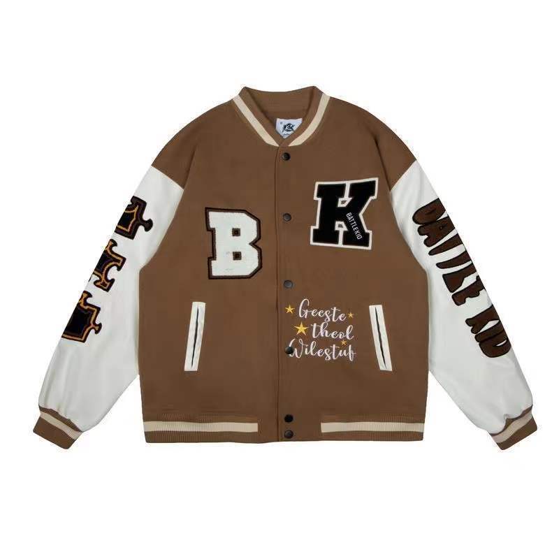 Herren Bomberjacke American Retro Letter Stickerei