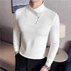 Men Muscle Fit Quarter Zip T Shirt Mock Neck Solid Stretch Top