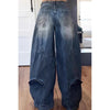 Womens Y2K Asymmetric Jeans Washed Denim Loose Fit Grunge Harajuku