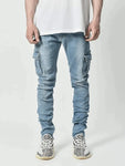 Jeanshose mit vielen Taschen, Denim-Pantalones Slim Fit